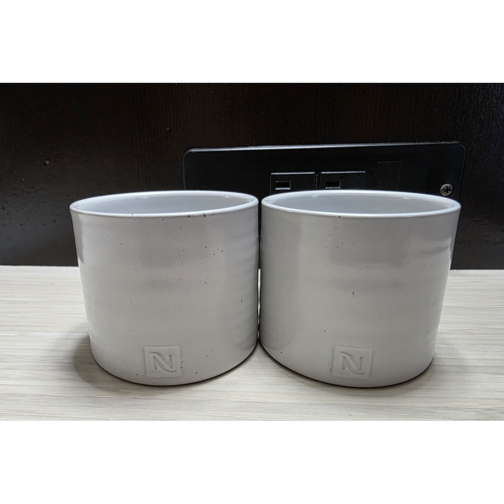 Nespresso Collection White Speckled Candle Holders Set of 2